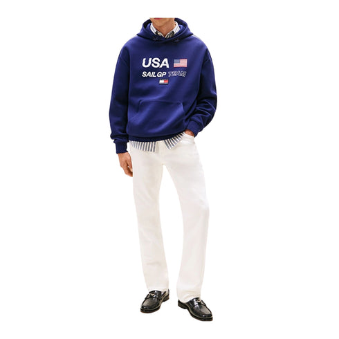 Felpa Uomo a tinta unita, con cappuccio e logo firmata U.S. Sail GP Team